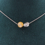 Pierres et Min&eacute;raux. Collier 2 perles Topaze du Br&eacute;sil Chaine en acier inoxydable Collier femmes, hommes. Taille personnalisable.