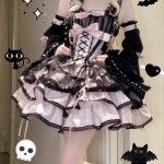 Jaapani armas armas Lolita Jk kleit naistele gooti Y2k vibu pits volangid &otilde;htupeo minikleidid Harajuku Kawaii mustad Vestidos XL must