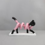 Abstraktne kassikuju kujuke, kogutav kaunistus Euroopa t&ouml;&ouml;laua skulptuur vaigust ornament 31.5cmx10cmx22cm roosa