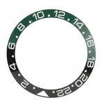 38 mm l&auml;bim&otilde;&otilde;duga GMT kella raami sisestusr&otilde;ngas must roheline alus valge t&auml;hem&auml;rgiga keraamiline raami sisestus