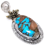 Spiny Oyster 925 Sterling Silver Jewelry Two Tone Pendant 2.25 h0y75