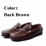 Men Women Genuine Leather Docksides Classic Boat Shoes,Homme Femme Navy Blue-Red Plus Size 36-46 Brand Flats Loafers A085 36