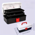 Kolmekihiline veekindel kalastustarvete kast lukuga, mitme lahtriga lantide ja varustuse jaoks, ideaalne telkimiseks ja kalastamiseks, p&uuml;&uuml;givahendid must