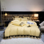 Valge printsessi stiilis pitsist voodipesukomplekt - 4 osa, j&auml;&auml;siidist linad ja voodiseelik 1.5m Bed 4-piece (Fits 2*2.3m Quilt)