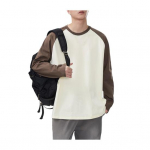 Meeste kevad-s&uuml;gis T-s&auml;rk V&auml;rvide sobitamine Lai &uuml;mara kaelusega pikkade varrukatega pullover-top Vabaaja kooli spordiriided 2XL kohv