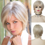 GNIMEGIL blond parukas tukkidega S&uuml;nteetilised juuksed naistele L&uuml;hikesed Bob-soengud Moodsad Parukas Looduslikud Bobo-soengud Memmeparukas Kingitused Platinum Blonde