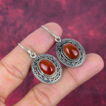 Karnool 925 Prooviga Sterling H&otilde;bedast K&otilde;rvar&otilde;ngad, K&auml;sitsi Valmistatud Gemstone K&otilde;rvar&otilde;ngad Ehted, Kingitused Abikaasale T&auml;iesti Uued K&otilde;rvar&otilde;ngad 1.77 Inches punane