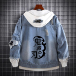 Demon Slayer Kimetsu No Yaiba Fashion Hoodie Teksad Mantel Hashibira Inosuke Cosplay Mehed Naised Kapuutsiga vabaaja jope T&auml;nava stiilis lapilised mantlid L