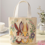 Monet lilletikandiga puuvilla-linase k&auml;ekott, kahepoolne žakaarmustriga, lukuga &otilde;ues kasutamiseks Large 36*10*28cm