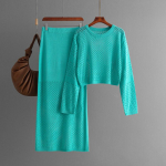 S&uuml;gistalv Lazy Wind lahtine O-kaelusega pullover kampsun, naiste &uuml;hev&auml;rviline pikkade varrukatega kootud laia s&auml;&auml;rega p&uuml;ksid, kaheosaline komplekt One Size