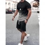 Meeste T-s&auml;rgi l&uuml;hikeste p&uuml;kste komplekt Moodne Meeste ristitr&uuml;kiga l&uuml;hikeste varrukatega, kaks t&uuml;kki Suurem&otilde;&otilde;tmeline &otilde;ues, rannaspordiga meeste &uuml;likond S