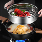 Iron Wok Non Stick No Coating Cookware Chinese Easy to Clean Cooking Tool Round Bottom Frying Diameter 30cm