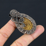 Golden Titanium Druzy Handmade Copper Wire Wrap Pendant 2.17 c7i01