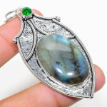 Labradorite, Peridot 925 Sterling Silver Jewelry Pendant 2.76 g3k00