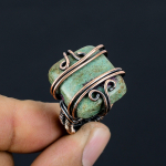 Ruby in Fuchsite Gemstone Handmade Copper Wire Wrap Jewelry Ring Size 6.5 a6p77