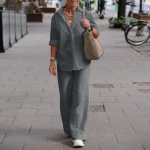 Naiste mood vabaaja suvine &uuml;hev&auml;rviline rev&auml;&auml;r pikkade varrukatega s&auml;rk, elastne v&ouml;&ouml;koht &uuml;heksa punktiga p&uuml;ksid Kaheosaline &uuml;likond S