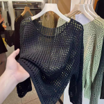 V&otilde;rk Vintage Harajuku Pikkade varrukatega Naiste Kampsun Korea Kevad Suvi Kudumid Pehmed &Otilde;hukesed Topid &Scaron;ikk &Uuml;hev&auml;rviline Naiste Kampsun XXL