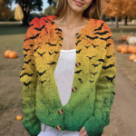 Naiste mood tr&uuml;kitud pikkade varrukatega kootud kardiganist n&ouml;&ouml;biga sulejope L