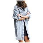 Mood naiste suures suuruses pikkade varrukatega topid Denim mantli taskud Jean Outwear L