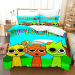 Sprunki voodipesukomplekt Incredibox 3D-prinditud muusikam&auml;ng tekikottide komplekt pehme &uuml;heinimesevoodi kaheinimesevoodi queen-size kuninglik suurus Sprunki kingitused lastele AU King(240x210cm)