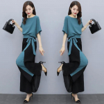 Elegantne Naiste Moodne Vaba L&otilde;ikega Kellap&otilde;hjadega &Uuml;likond 2-osaline Komplekt Suvine Vanust V&auml;hendav Stiil Koordineerimine L sinine