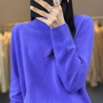 Naiste ka&scaron;miirkampsun Qinghe ka&scaron;miir 30% ka&scaron;miir 70% vill s&uuml;gis-talvine pullover soe ja moekas XXL sinine lupiin