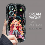 Armas koomiksimustriga kreemjas tekstuuriga korpus, lainelise servaga pehme silikoonkaanega telefoni&uuml;mbris OPPO Reno Realme jaoks OPPO A92