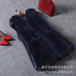 Haining karusnahk talvine uus soe karusnahavest naiste keskmise pikkusega Korea versioon slim-fit imitatsioon rebaskarusnahast mantel XXXL tumesinine v&auml;rv