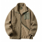S&uuml;gis- ja talvine lambaliha fliismantel Meeste puuvillane mantel Fliisvoodriga paksendatud Teddy fliis Meeste fliisist puuvillane mantel 4XL pruun