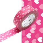 Masking tape - Nu&eacute;e de coeurs rose - 1,5 cm x 7 m roosa