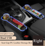 LED atmosf&auml;&auml;rilamp Autoistme vaheline hoiukarp USB QC3.0 laadimispistik Istmekarp Panipaik Korrastamine Tassikaart Telefonihoidik Tarvikud Parempoolne k&uuml;lg