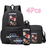 4 tk/komplekt Anime Joonisfilm K-Pop Prindiga Seljakott 750 ml veepudeliga Teismelisele &Otilde;pilasele T&uuml;drukule Poisile Raamatukott Lapse Kingitus Suure Mahutavusega Reisikott