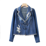 Naiste Kevad-S&uuml;gis L&uuml;hike Denim Jakk Tikandiga Retro Kitsas Jakk Naiste Topid 3XL