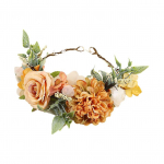 Boho lillekroon naistele Elegantne metsametsa stiil K&auml;sitsi valmistatud lillep&auml;rg Peapael T&uuml;drukute fotorekvisiidid Juukseaksessuaarid 1 tk kollane