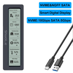 M.2 NVME/NGFF kahekordse protokolli SSD korpus Visuaalne nutikas SSD korpus Tervise tuvastus USB 3.2 Gen 2 10Gbps Alumiiniumisulam PCI-E kest nvme &sata blue