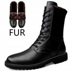Mustad poolsaapad Ehtsast Nahast Meeste Talvised Uued Kingad Soojad Veekindlad Saapad Luksuslik Mootorratturi Jalatsid Mood Meeste Trendisaapad 50 must