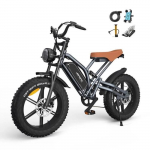 JANSNO V&eacute;lo &eacute;lectrique X50 750W LG Batterie 48V14Ah, E-BIKE Tout Terrain de 20 avec Pneu 4.0 Fat, Shimano 7 Vitesse, Tout-Suspendu pruun