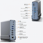 15-&uuml;hes USB C jaoturjaam mitme pordiga Type C Thunderbolt USB 3.0, HDMI, PD 100W, RJ45, SD/TF, 3.5mm helipistik Macbooki ja teiste s&uuml;learvutite jaoks