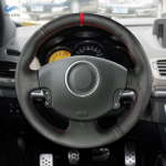For Renault Megane 2 2003 2004 - 2008 Kangoo 2008 Scenic 2 2003 - 2009 Car Steering Wheel Cover Trim Black Leather with red trip