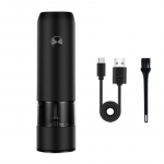Roostevabast terasest USB-laetav elektriline pipraveski, sooja v&auml;rvi LED-tuled 6 reguleeritavat Simple black