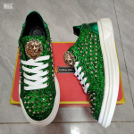 Moodsad meeste naastude, neetide, okaste, litritega lamedad kingad Luksuslik disainer Hip-Hopi mokassiinid K&otilde;rged spordik&otilde;ndimis-tennised Zapatos Hombre 7 44 black