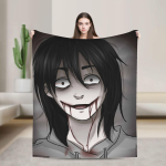 Vanniaeg Jeff the Killer flanelltekk Superpehme visketekk magamistoa, pikniku jaoks Naljakas voodikate diivanvoodi kate 30x40in black