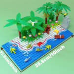 MOC Vihmametsa Klotsid M&auml;nguasjad Komplektid DIY M&auml;nguasi Saar Puud Loomad Kala Krokodill Krabi Kilpkonn Klotsid M&auml;nguasjad Lastele Kingitused