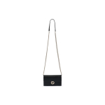 GUCCI Double G Seeria Double G Logo Kl&otilde;psuga Avatav Litchi Mustriga Nahast &Uuml;he &Otilde;la Crossbody Kott Naistele Must One Size-Shopping Bag Set(Basic Set+Shopping Bag) must