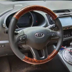 For Kia Sportage 3 2011-2014 Kia Ceed Cee'd 2010-2012 Hand-stitched Leather peach wood grain car Steering Wheel Cover 1