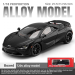 Valatud 1/18 Suur Suurus 720S Sulamist Superauto Mudel Heliga Valgusega Kogumine Hobi Miniatuur Voiture Lapsed Poiss M&auml;nguasi S&otilde;iduk must