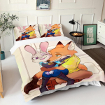 Zootopia Judy Nick Tekikate Komplekt Tekk Voodipesu 3D Laste Voodipesu Komplekt 3-osaline 1 Tekikate Kuninglik Suurus EU Single(135*200cm)3pcs
