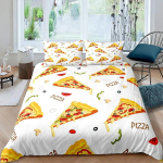 Ameerika kiirtoidu tekikate komplekt T&auml;issuurus Pol&uuml;ester Pitsa Hotdog Hamburgeri tr&uuml;kiga Voodipesu komplekt Friikartulid Joonisfilmiga tekkikate EU Single(135*200cm)3pcs