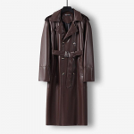 Telesaadete stiilis meeste kunstnahast suure suurusega eriti pikk trenchcoat, p&otilde;lvedeni ulatuv kevad/s&uuml;gis Gestapo stiilis jakk XL - fits around 175 lbs kohv/sinine