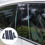 For Nissan Qashqai J11 2016 2017 2018  Black PC Car Door Window Middle Column Trim Decoration strip Protection Stickers Black 8pcs